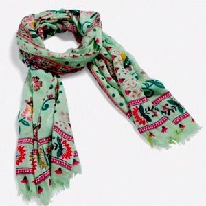 Vera Bradley Soft Fringe Scarf - Mint Flowers